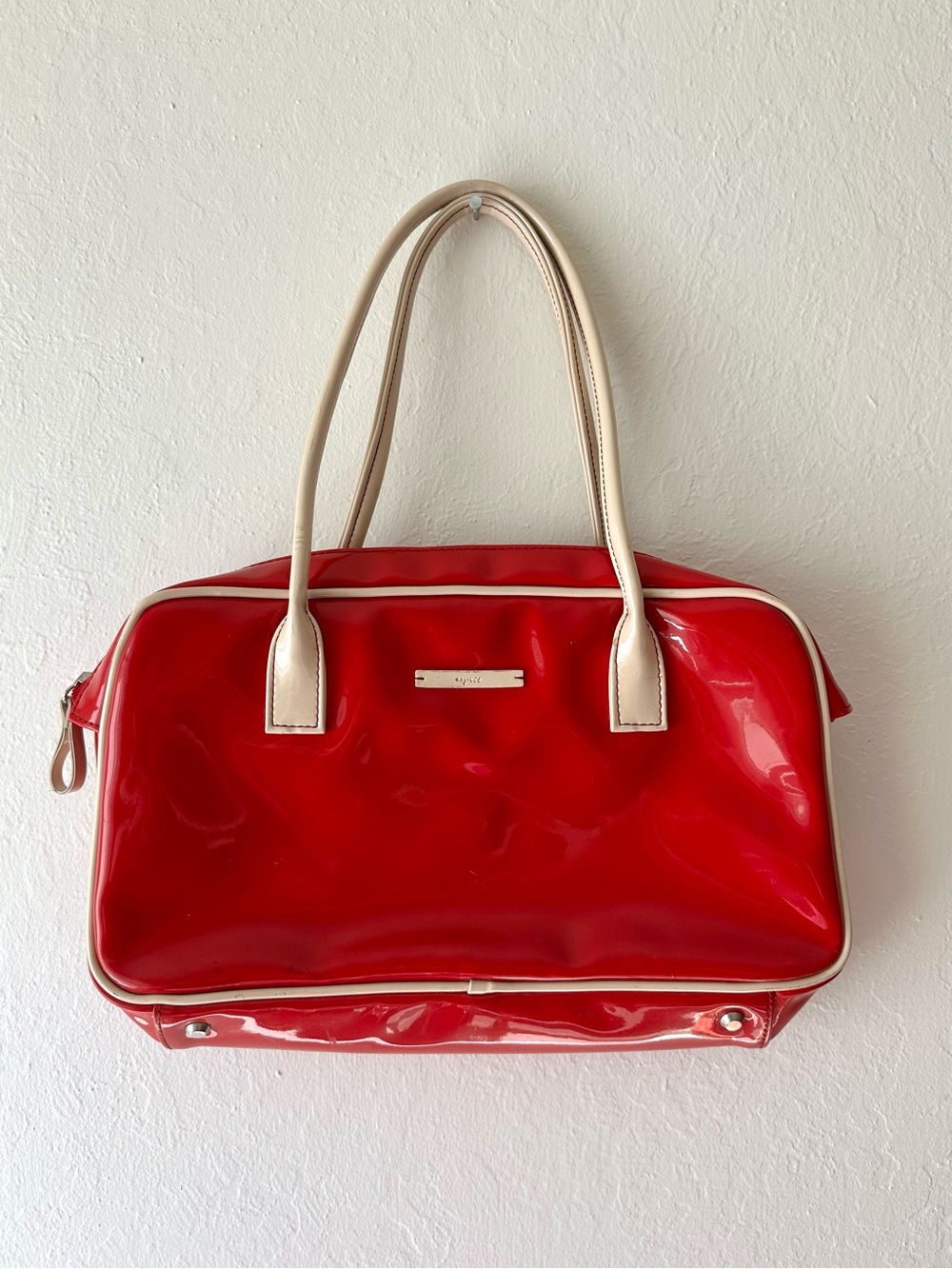 Rare vintage y2k 2000’s red patent leather esprit coupe bowler handbag purse
